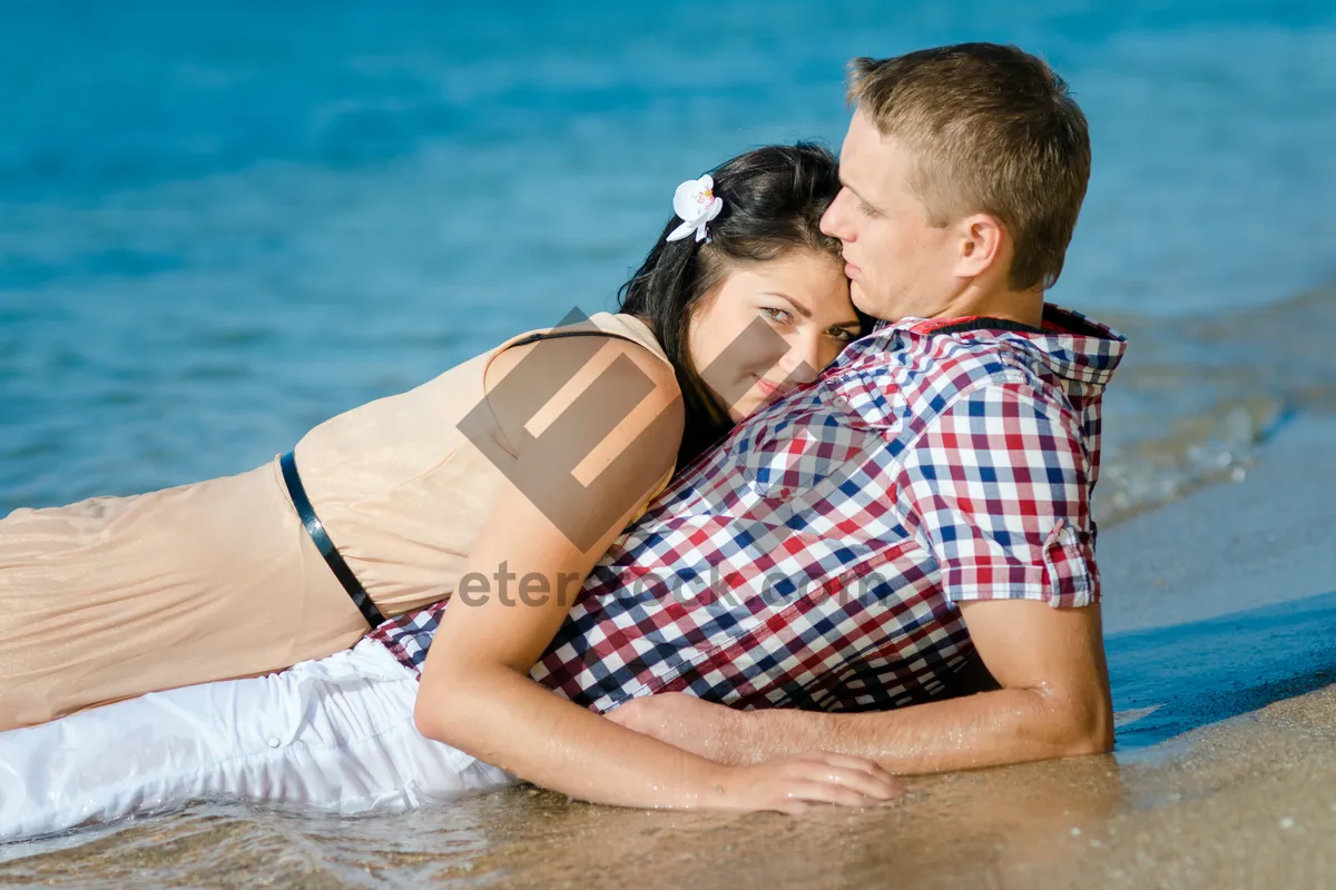 Picture of Happy Couple on Beach Vacation in Summer Time