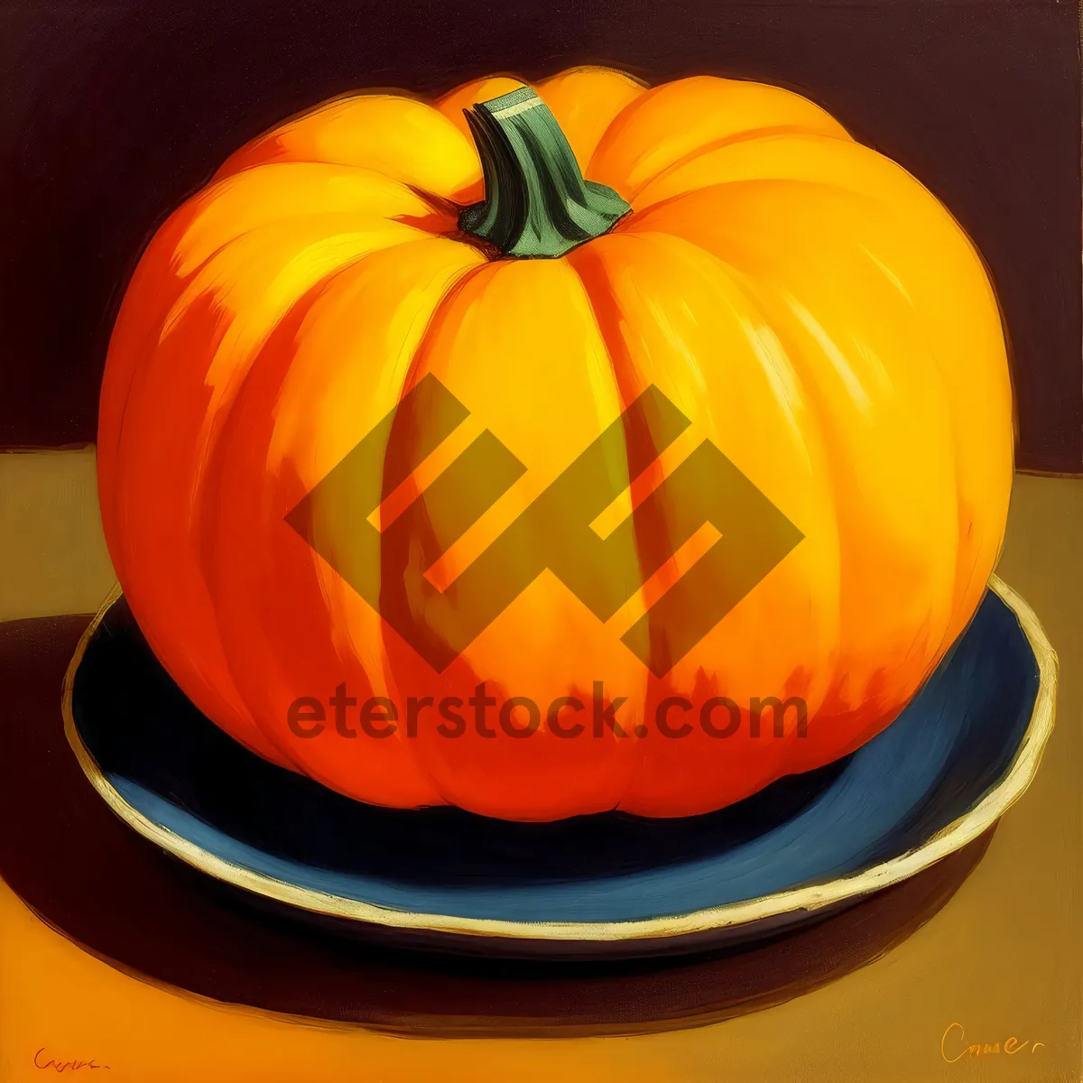 Picture of Autumn Harvest: Vibrant Pumpkin Lantern Decoration