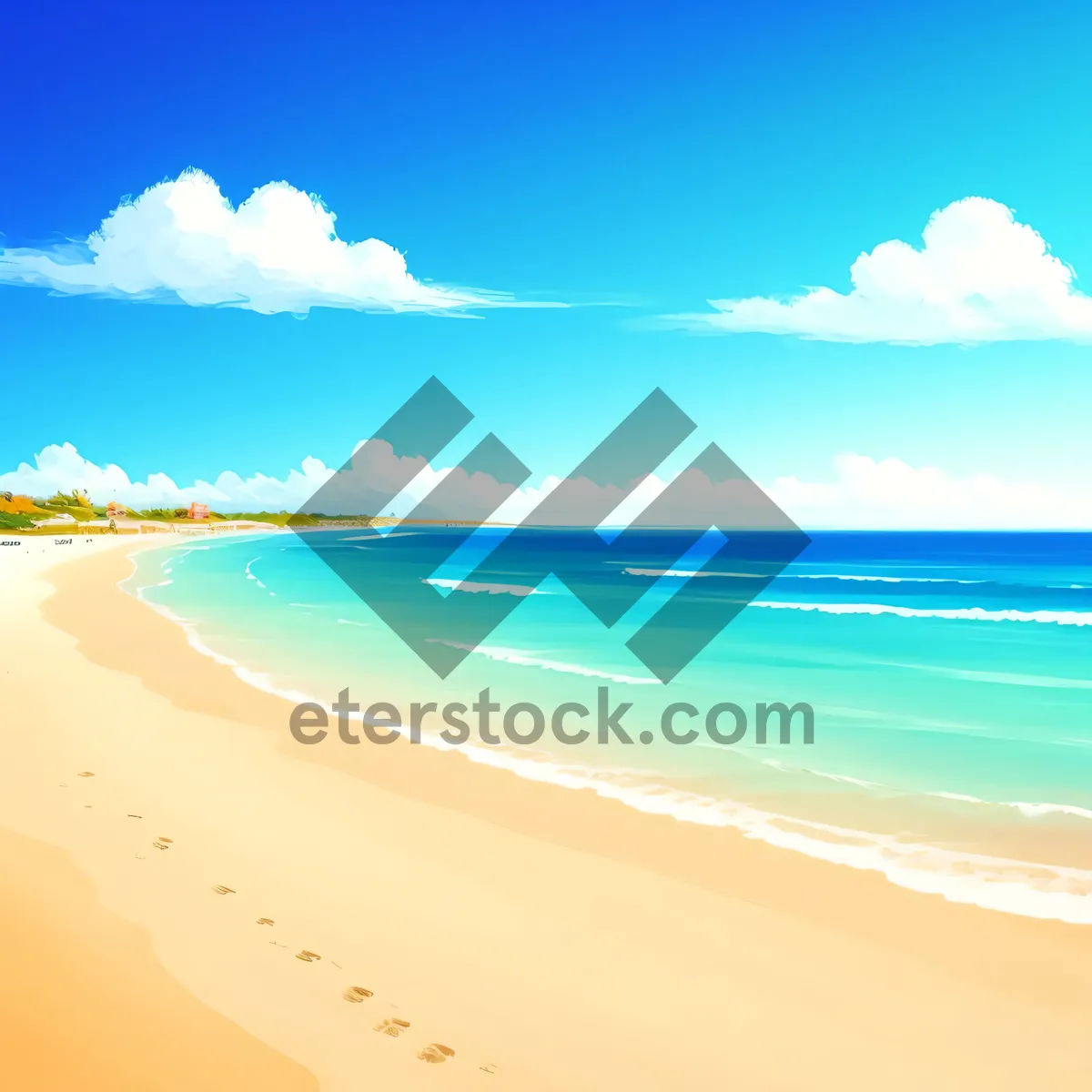 Picture of Scenic Ocean Waves on a Sunny Beach