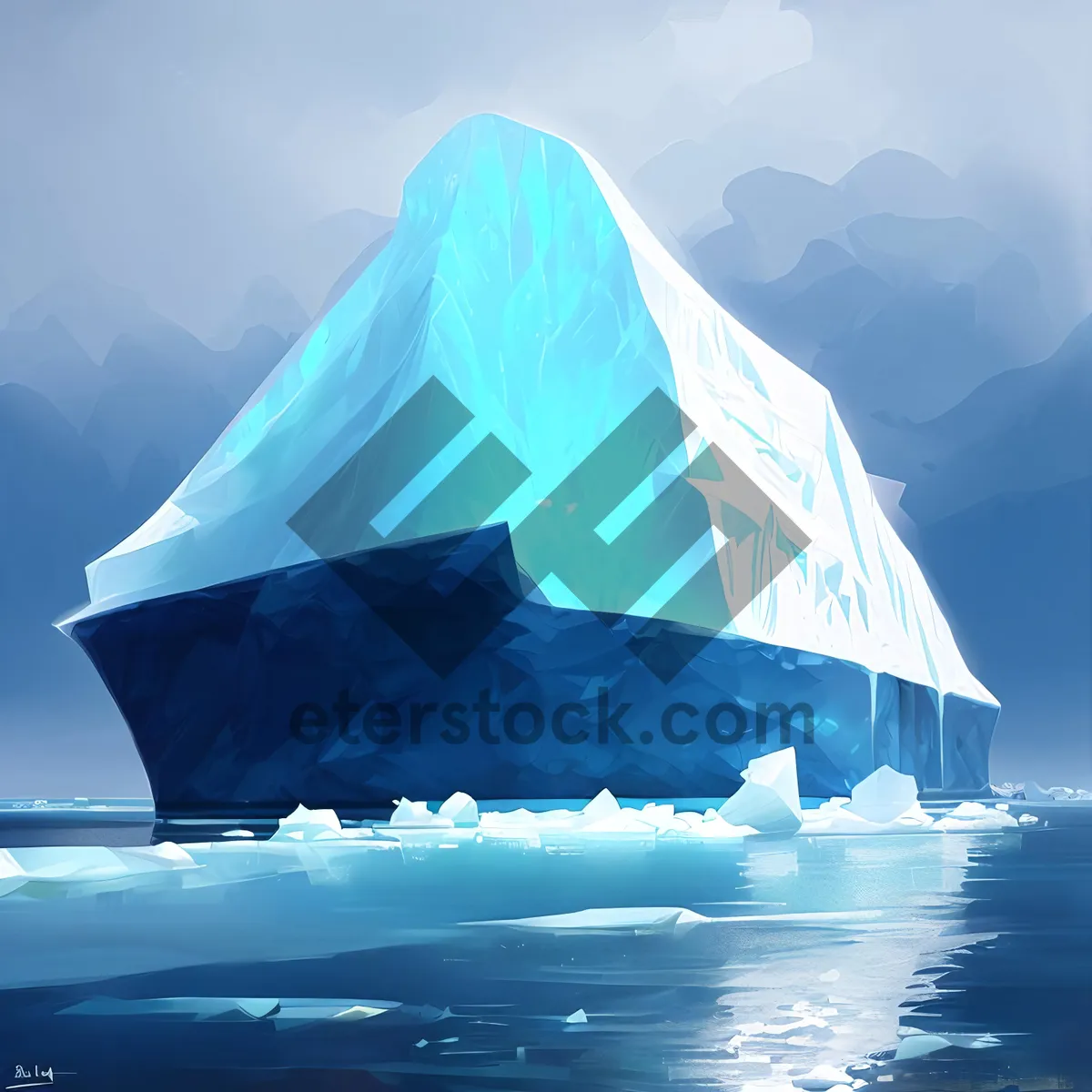 Picture of Serene Arctic Waters: Majestic Iceberg in the Ocean