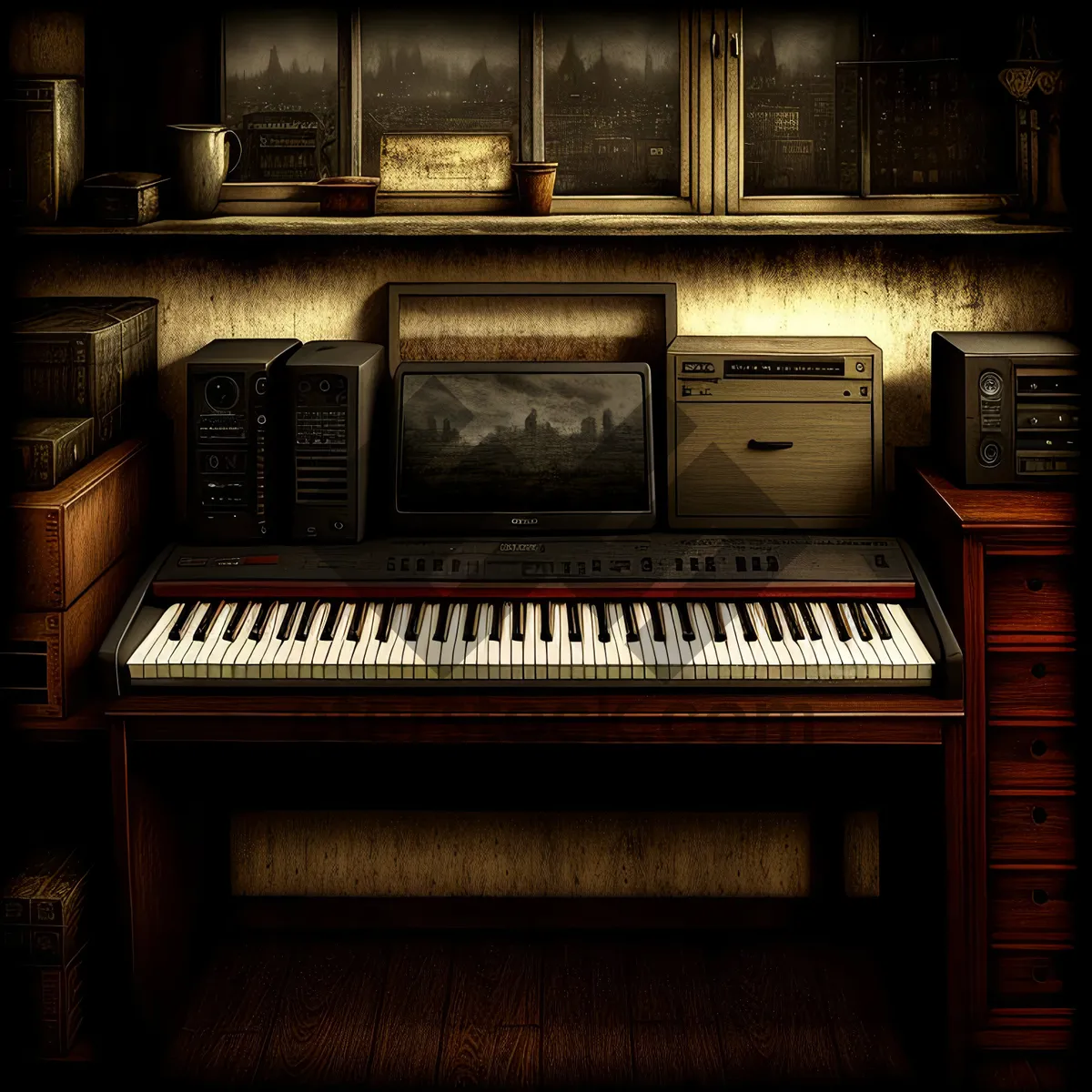 Picture of Harmonium: Classic Wind Instrument in Piano Interior