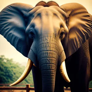 Powerful Bull Elephant in South African National Park