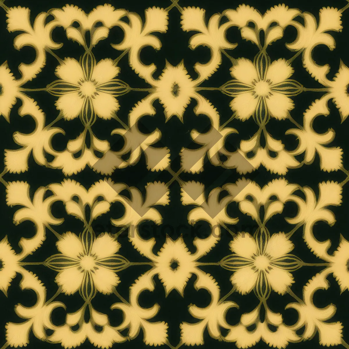 Picture of Floral retro pattern on silk fabric texture design