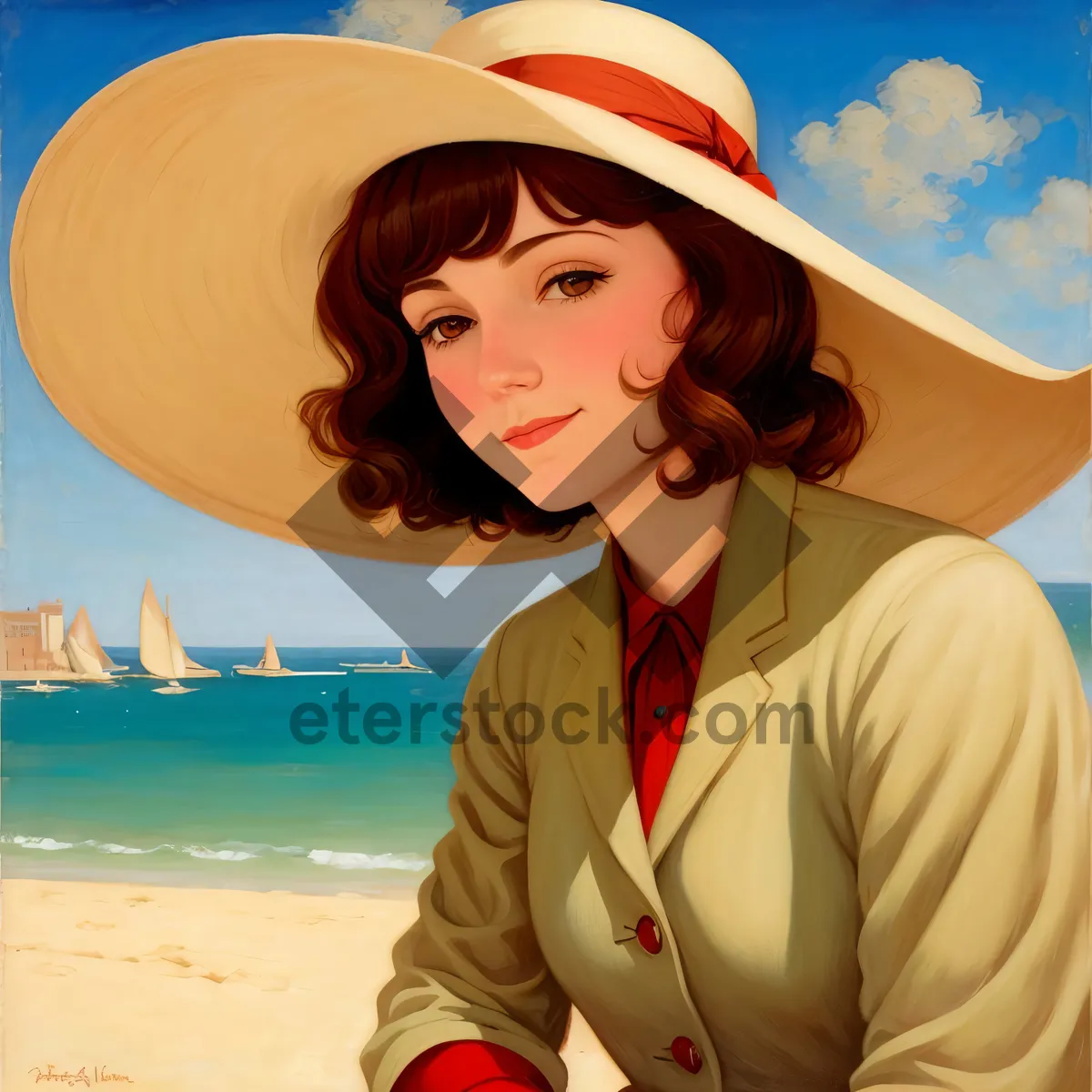 Picture of Happy Professional on Beach with Attractive Smile