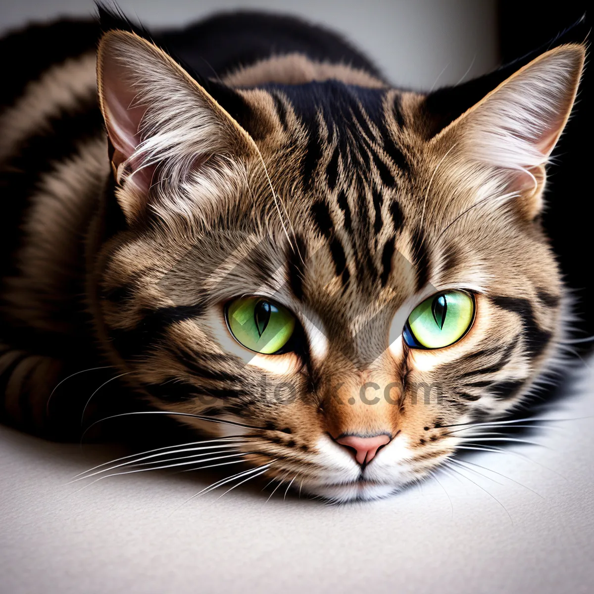 Picture of Curious Tabby Kitten with Fluffy Gray Fur