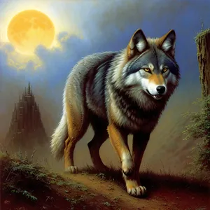 Fierce Canine Fur: Majestic Timber Wolf in Wildlife