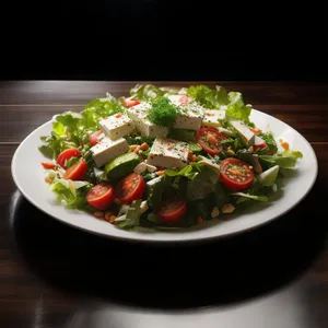 Fresh and Healthy Vegetable Salad on Plate