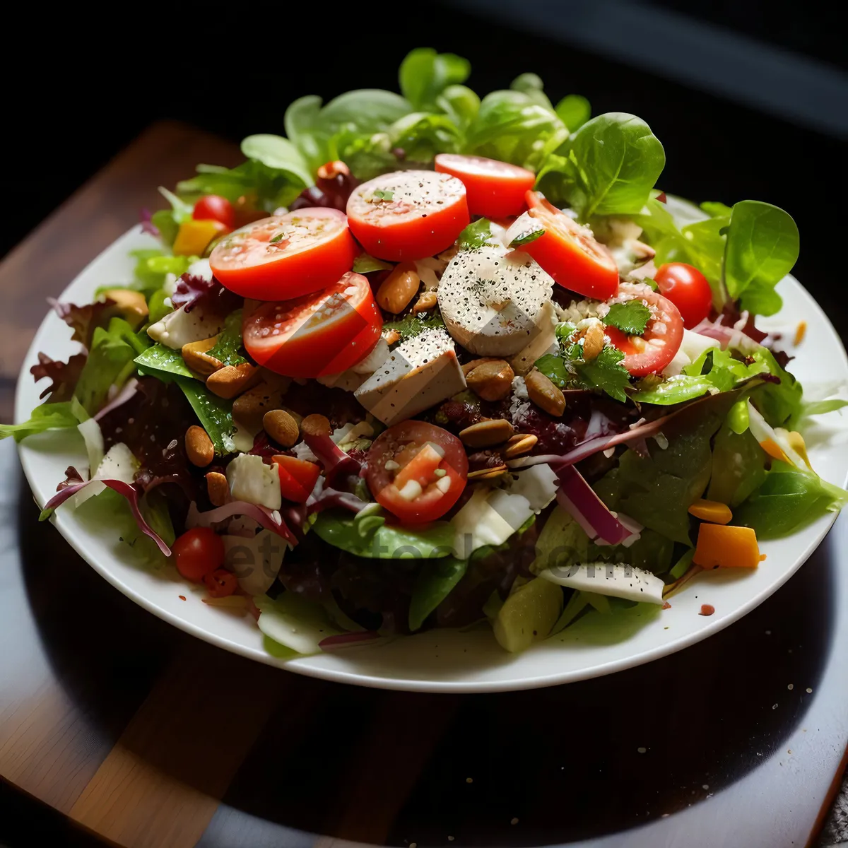 Picture of Gourmet vegetable salad with delicious cheese and fresh ingredients