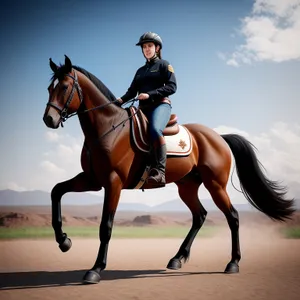 Professional Jockey Riding Thoroughbred Stallion in Horseback Race
