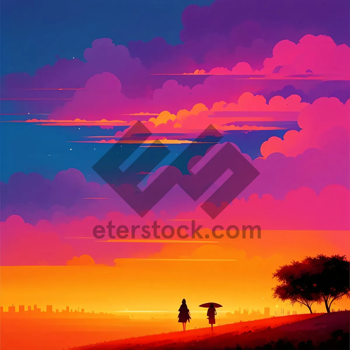 Picture of Vibrant Sunset Over Serene Ocean