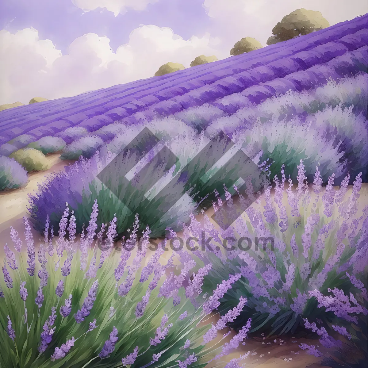 Picture of Bright Lavender Herb in Colorful Field