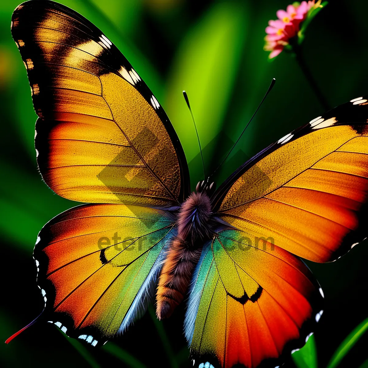 Picture of Colorful Monarch Butterfly on Common Unicorn Plant