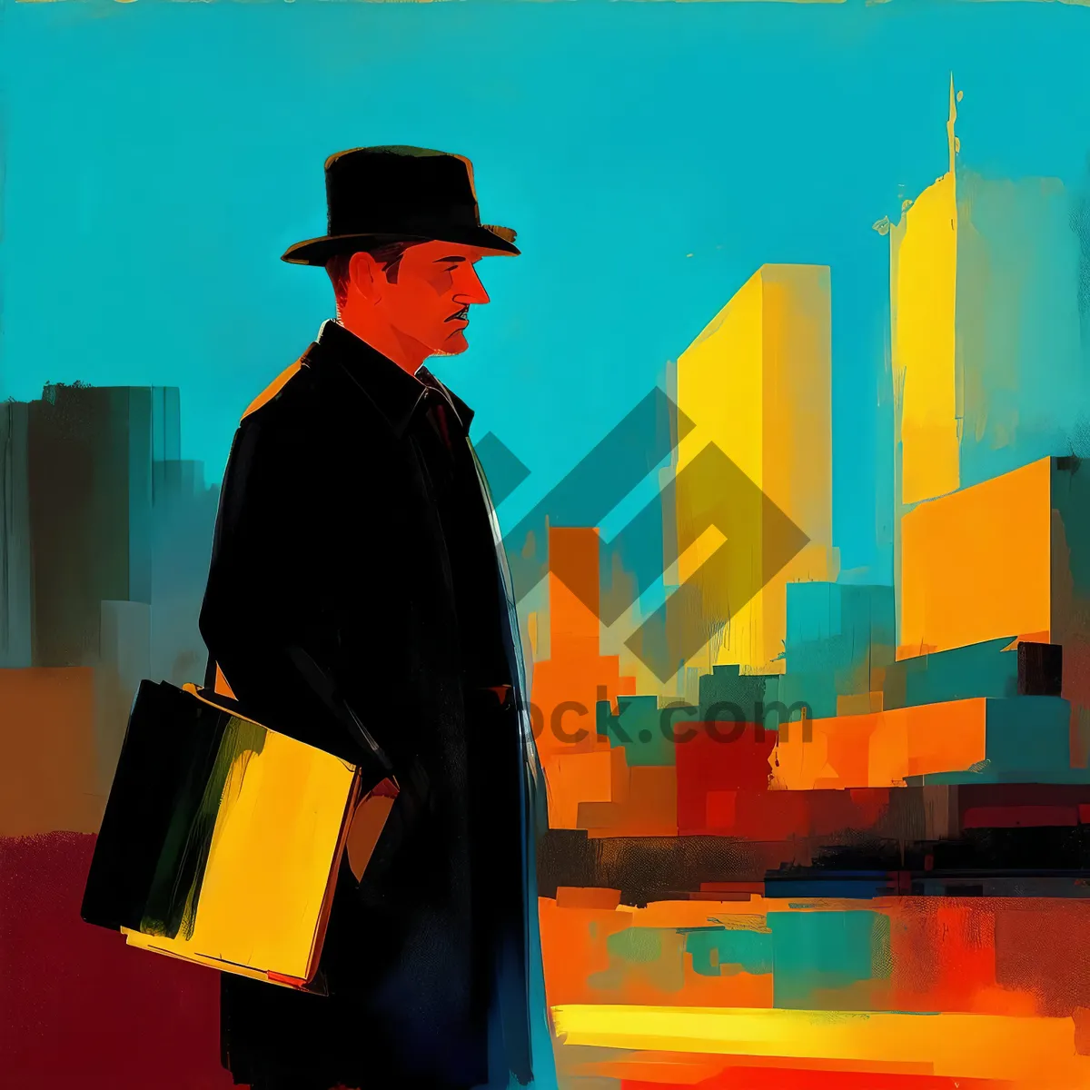 Picture of Silhouette of a Businessman in a Scholarly Hat