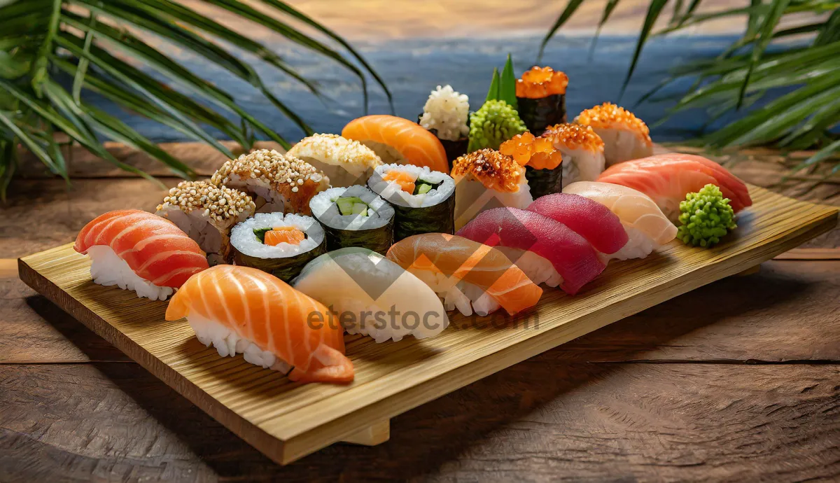 Picture of Fresh Sushi Roll with Salmon and Tuna