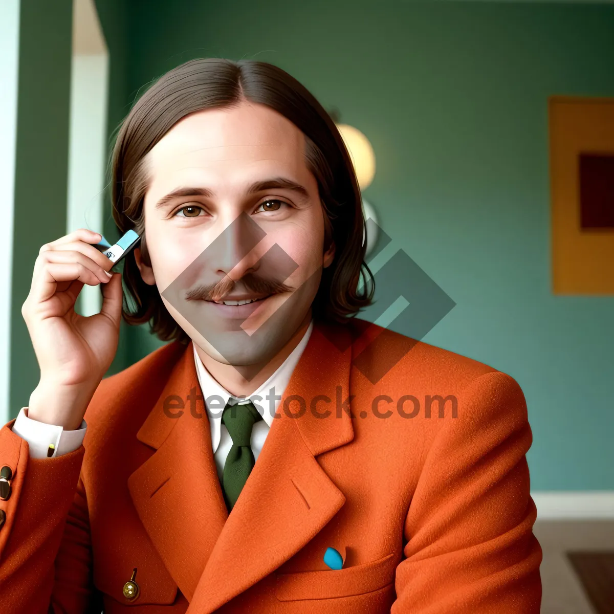 Picture of Successful businessman smiling while making a business call.