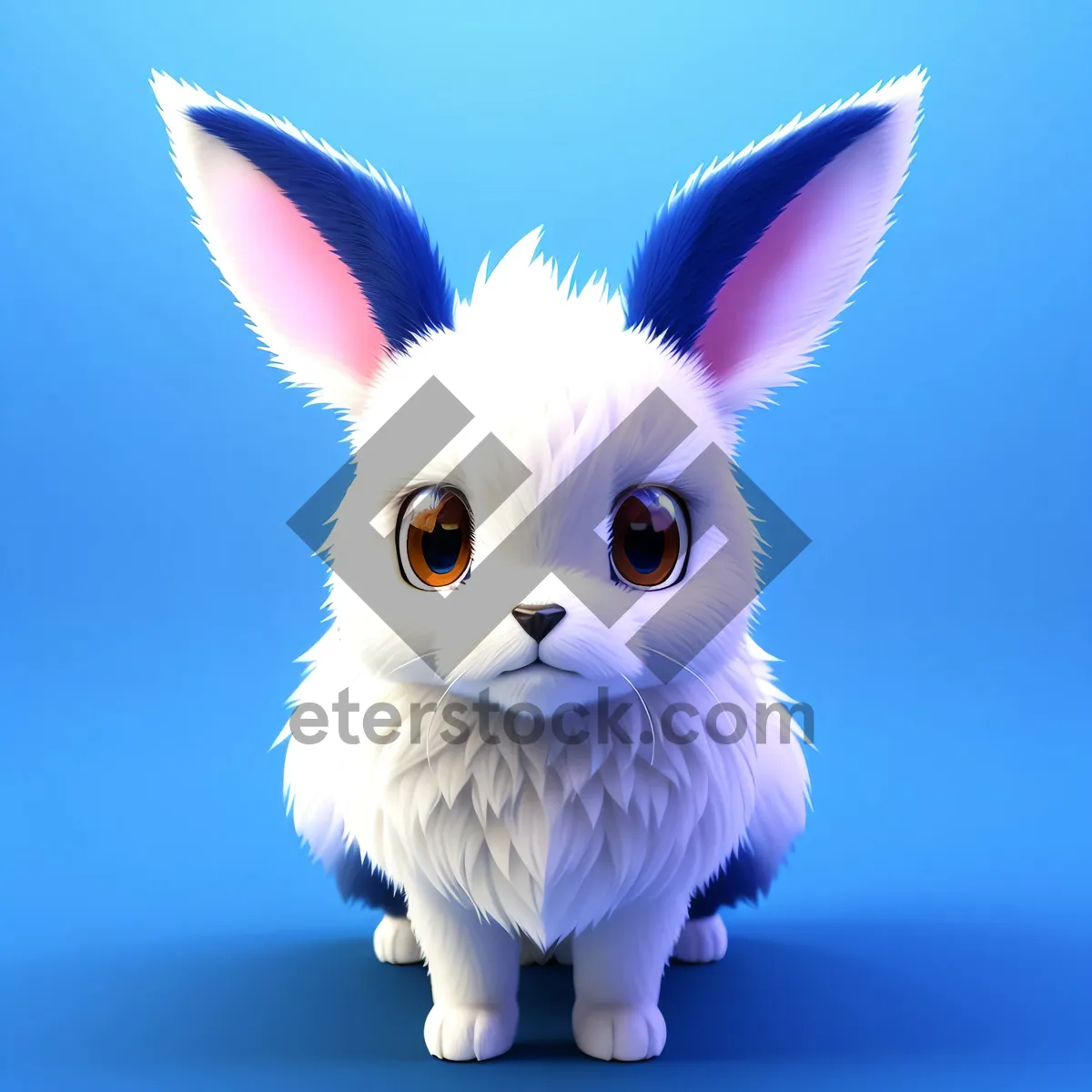 Picture of Fluffy Bunny with Adorable Ears: A Cute Studio Portrait