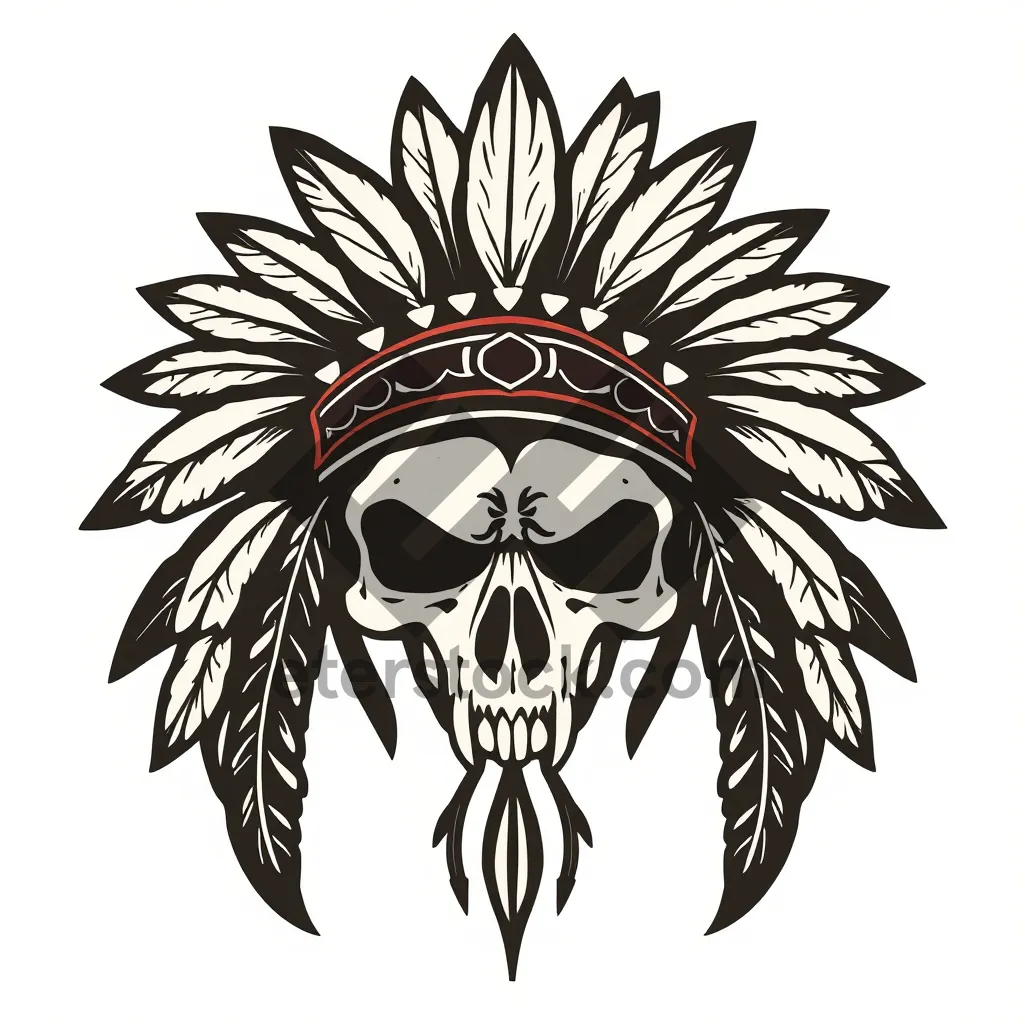 Picture of Graphic floral silhouette ornament design in retro style.