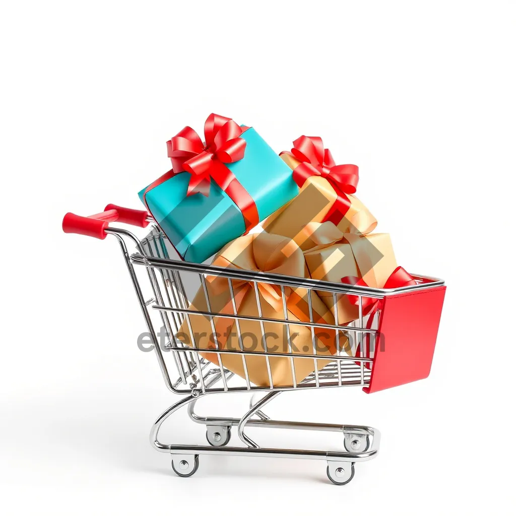 Picture of Empty 3D shopping cart symbolizing online commerce and retail