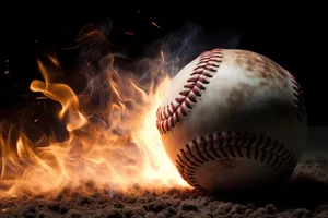 Close-up of baseball glove with ball