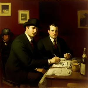 Corporate Team Meeting at Office Desk