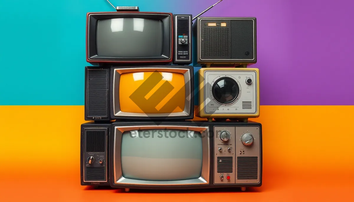 Picture of Vintage retro television equipment with black screen display.