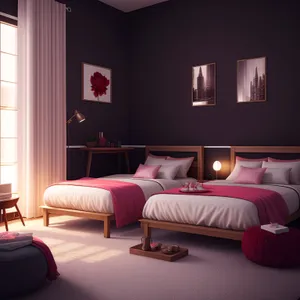 Modern bedroom with stylish furniture and cozy atmosphere