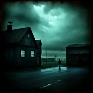 Old Barn at Night: Sky and Outbuilding