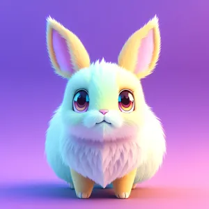Adorable Domestic Cartoon Bunny Rabbit with Fluffy Ears