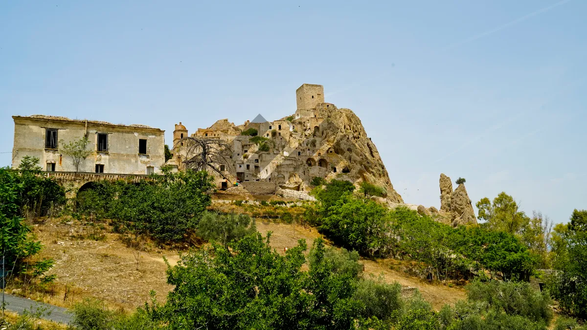 Picture of Medieval fortress atop rocky hill - Historic Castle Towers