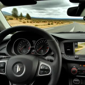 Modern Car Steering Control Panel Inside Cockpit