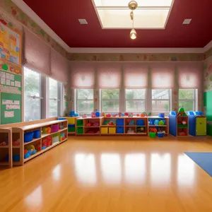 Modern City Library Interior with Structured Furniture