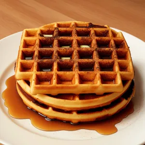 Delicious Sweet Dessert on Waffle Iron