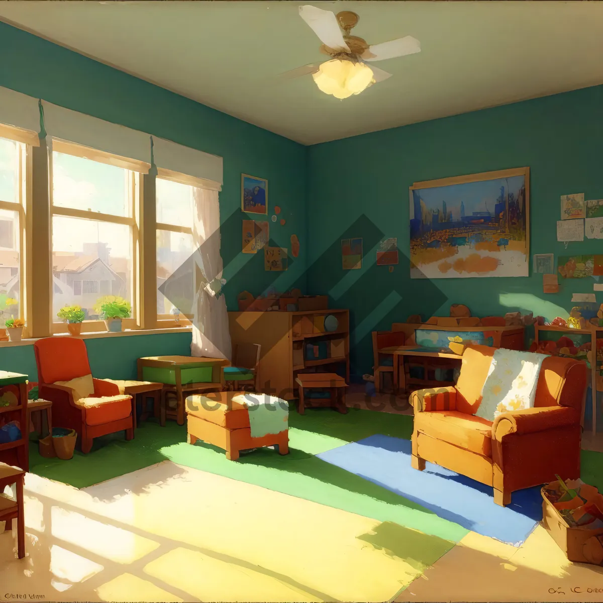 Picture of Modern Living Room with Stylish Furniture and Cozy Ambiance.