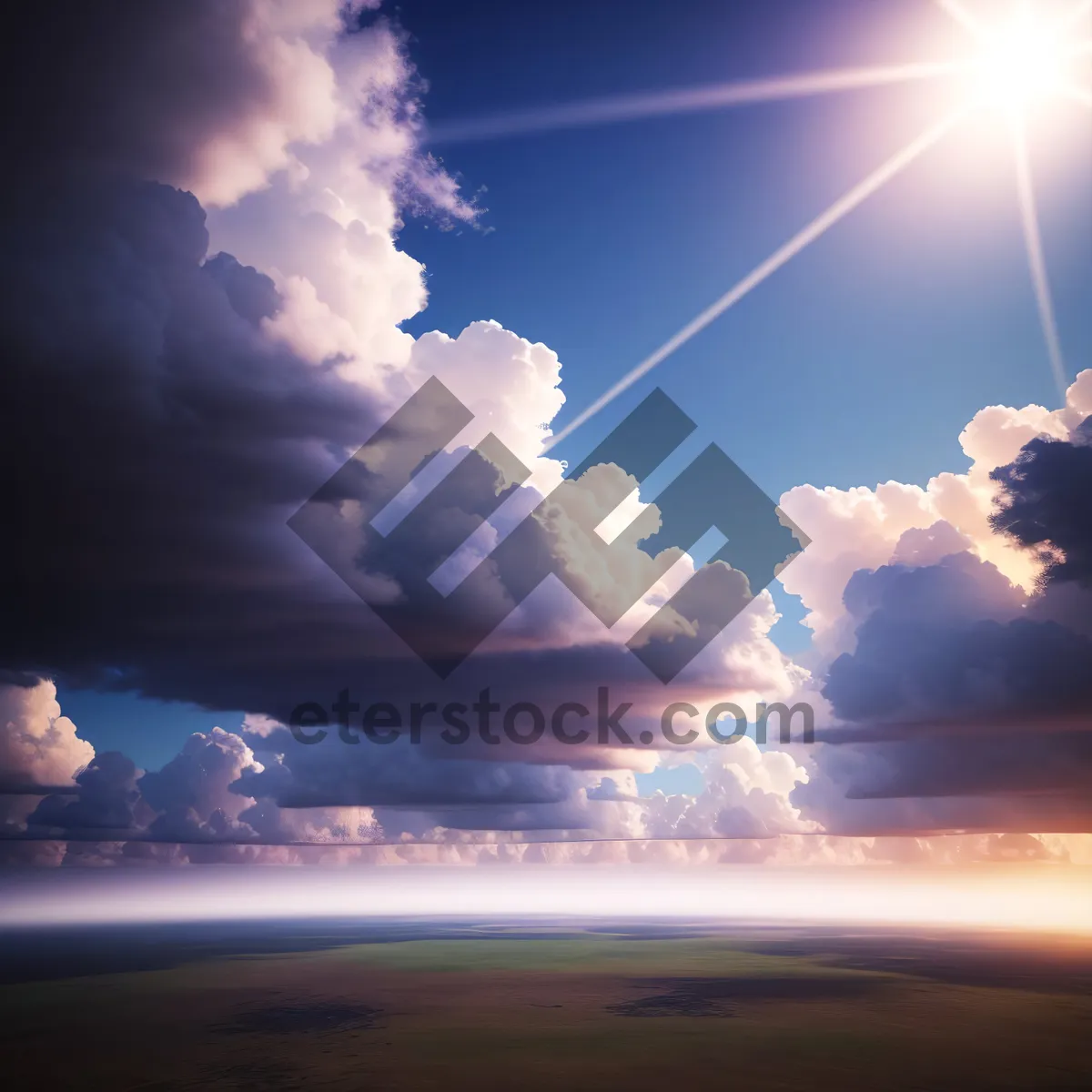 Picture of Dramatic Sunset over Ocean with Lightning