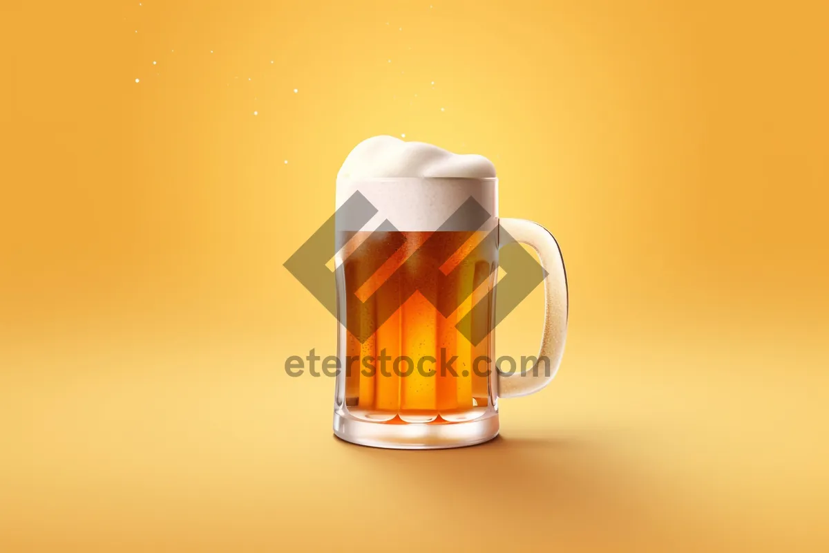 Picture of Golden beer in frosted glass with bubbles.