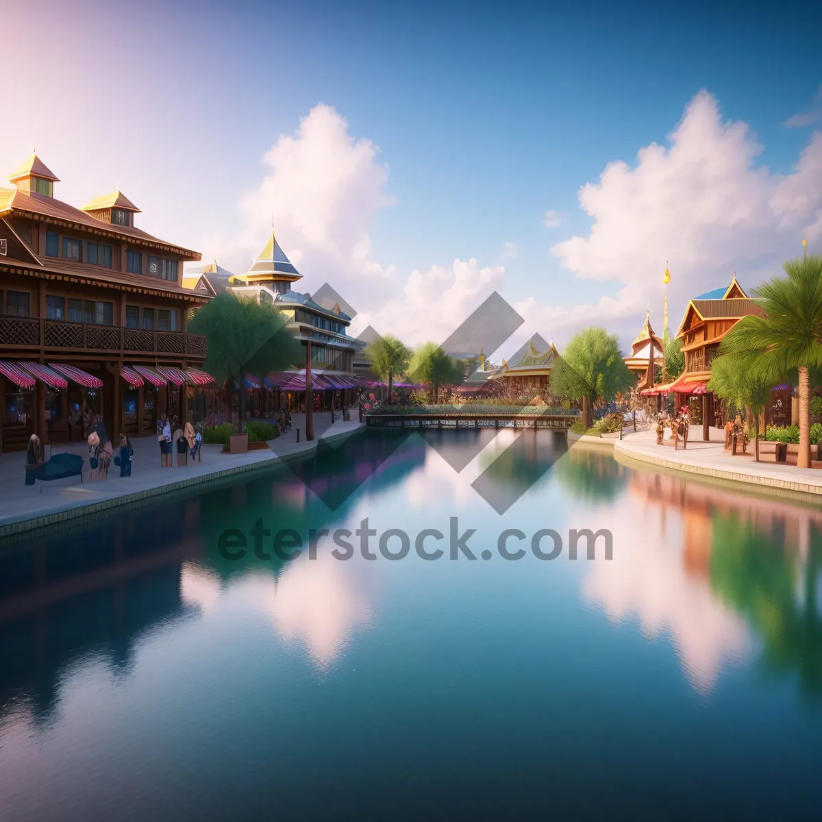 Picture of Cityscape Reflections: Stunning Waterfront View at Night