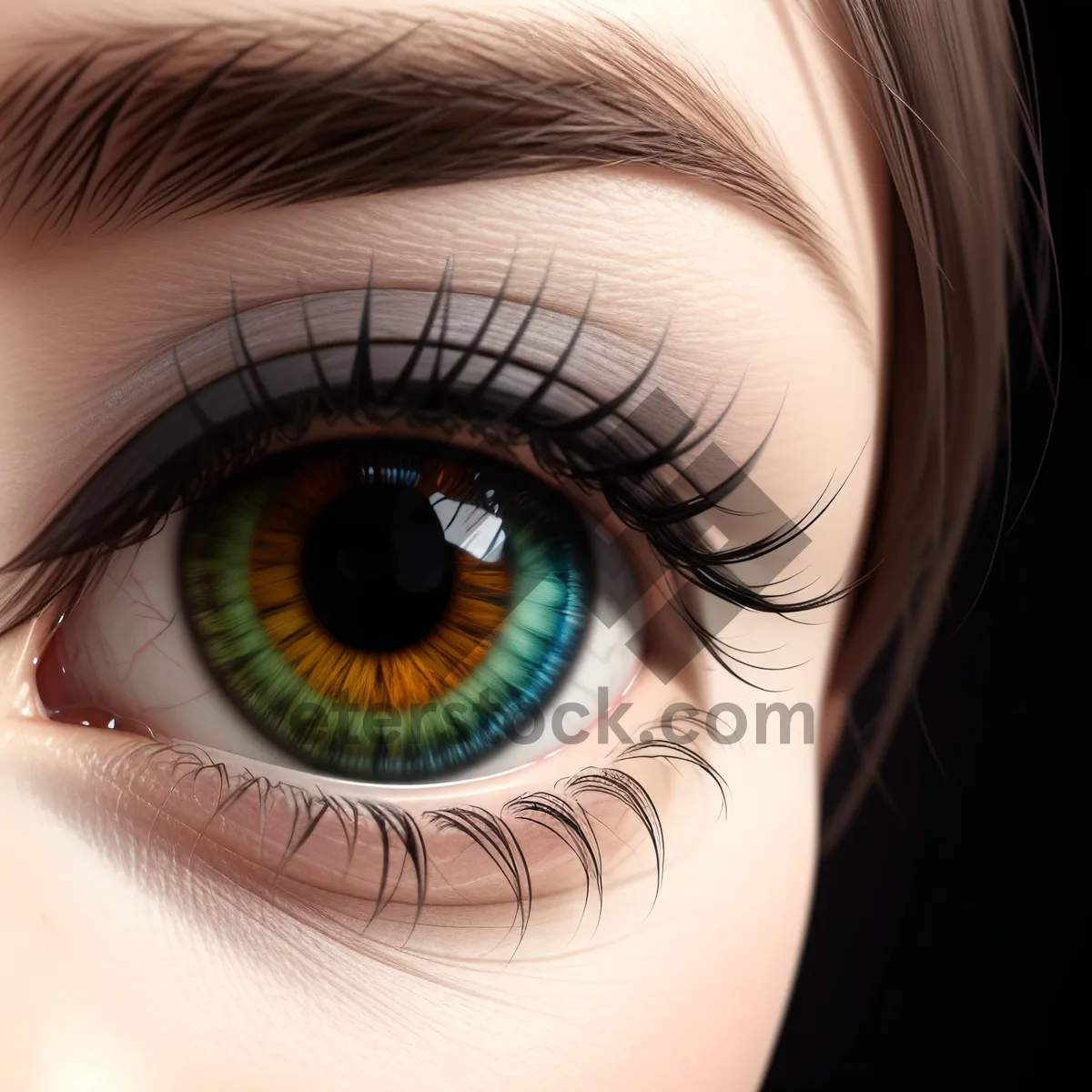 Picture of Enhancing Vision: Close-Up of Glamorous Eyebrow and Eye Makeup