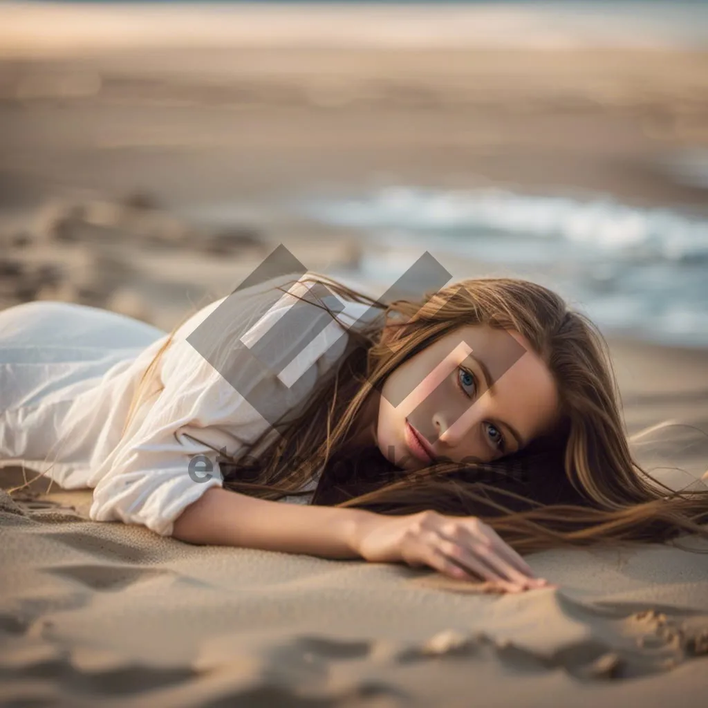 Picture of Sexy woman with beach waves enjoying summer vacation