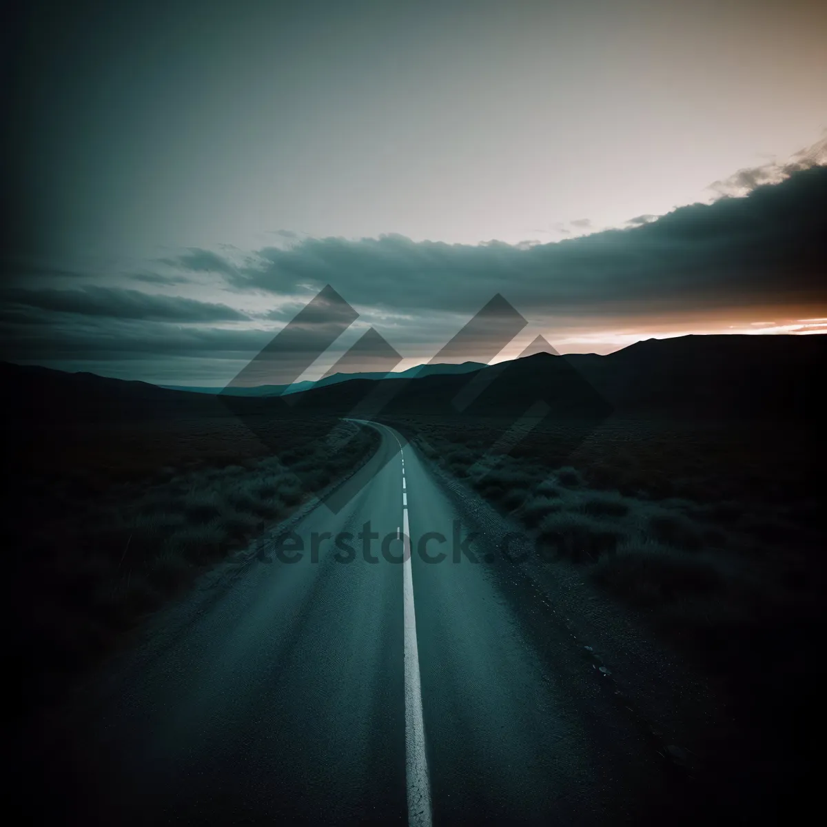 Picture of Golden Sunset on Open Highway