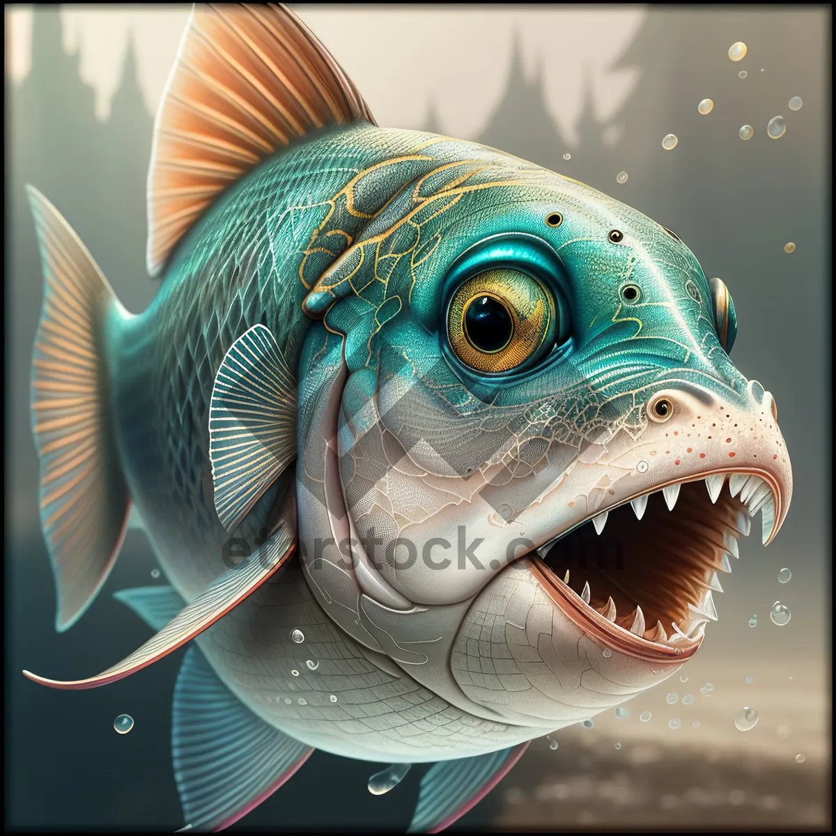 Picture of Exquisite Tropical Goldfish in Underwater Aquarium