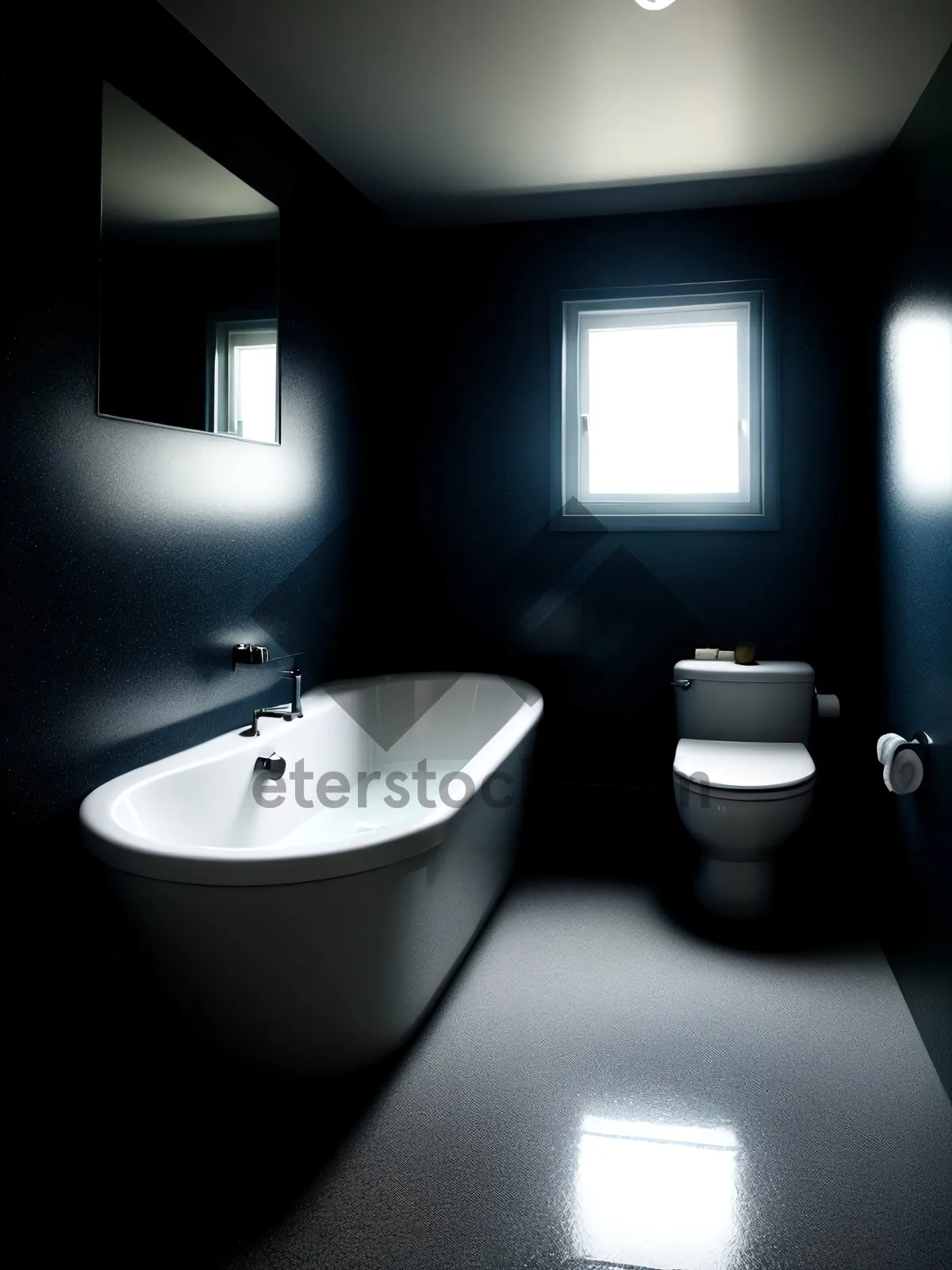 Picture of Modern Luxury Bathroom Interior with Clean Wall Tiles
