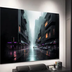 High-Tech Nighttime LED TV Screen Display