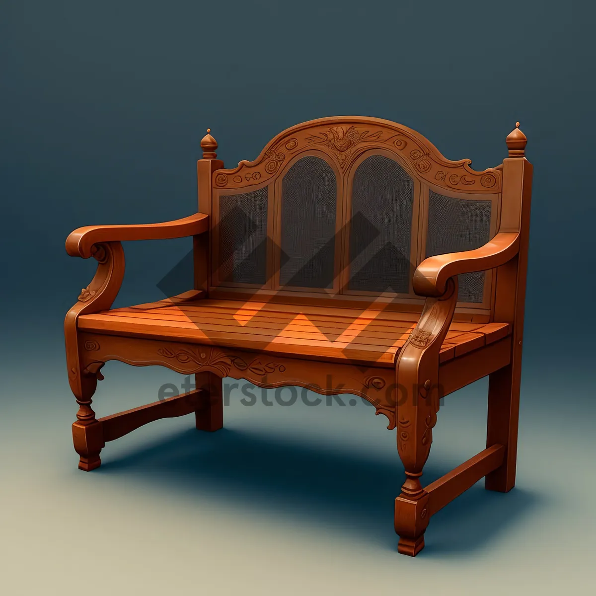 Picture of Luxurious Wooden Armchair: Vintage Elegance for Ultimate Comfort.