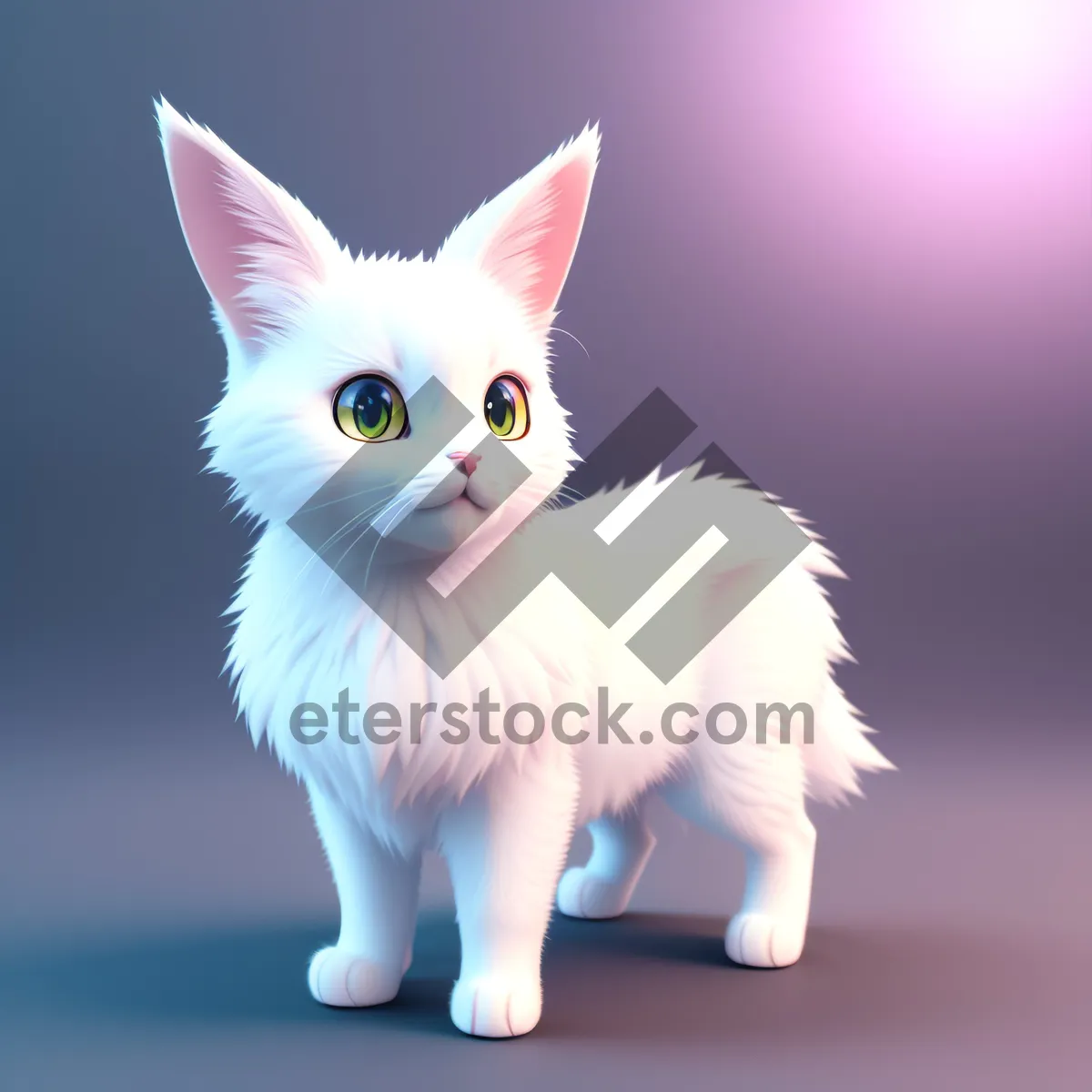 Picture of Fluffy White Kitty with Adorable Curious Eyes