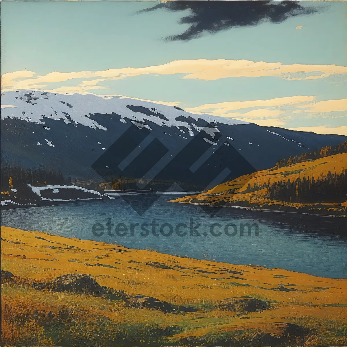 Picture of Scenic Sunset Over Ocean Bay
