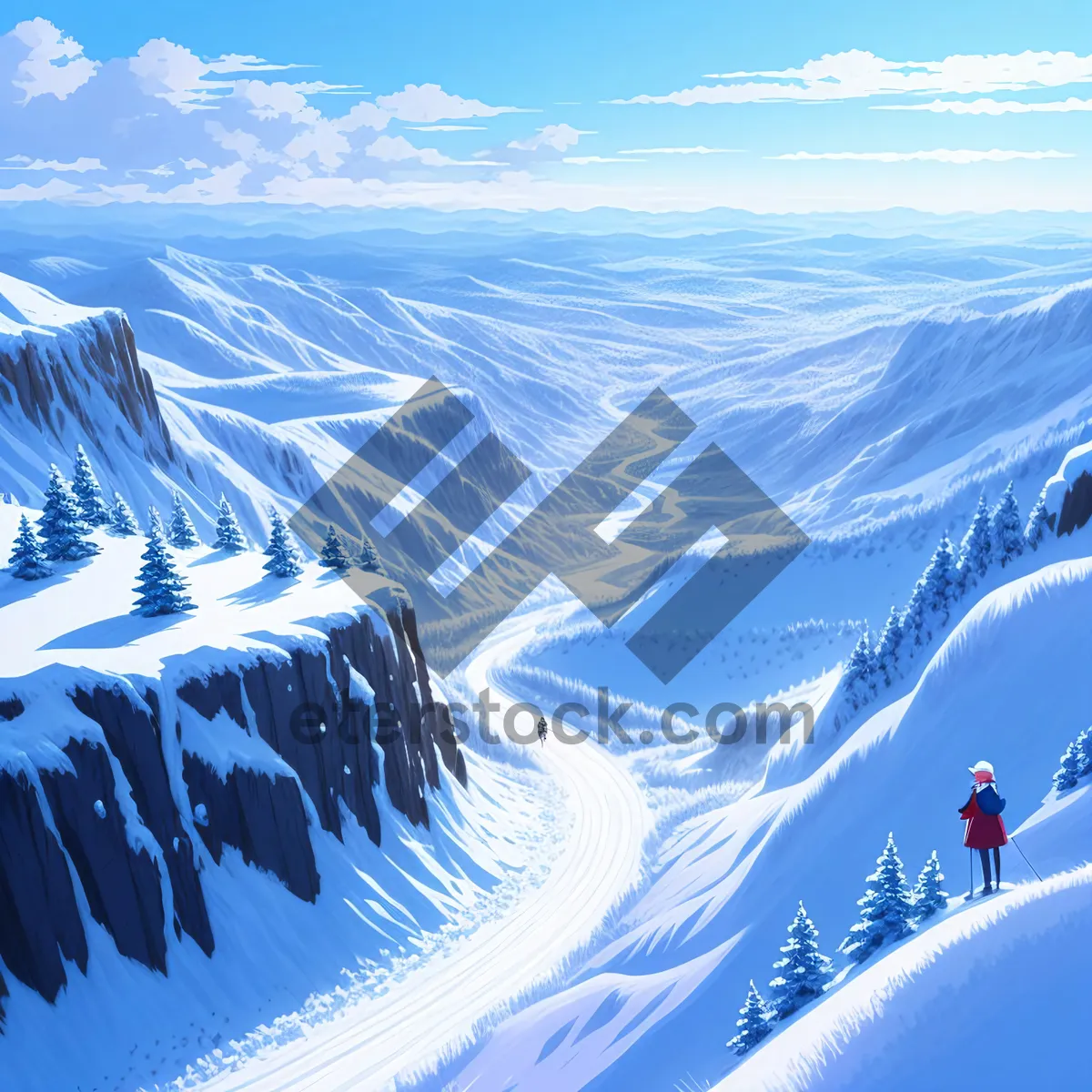 Picture of Snowy Glacier Peak in Majestic Alpine Landscape