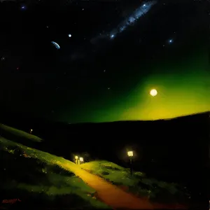 Moonlit black sky with bright stars