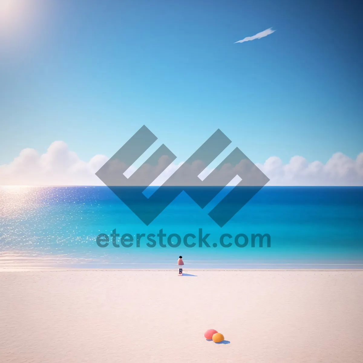 Picture of Serene Coastal Paradise: Tranquil Waves and Sunlit Horizon