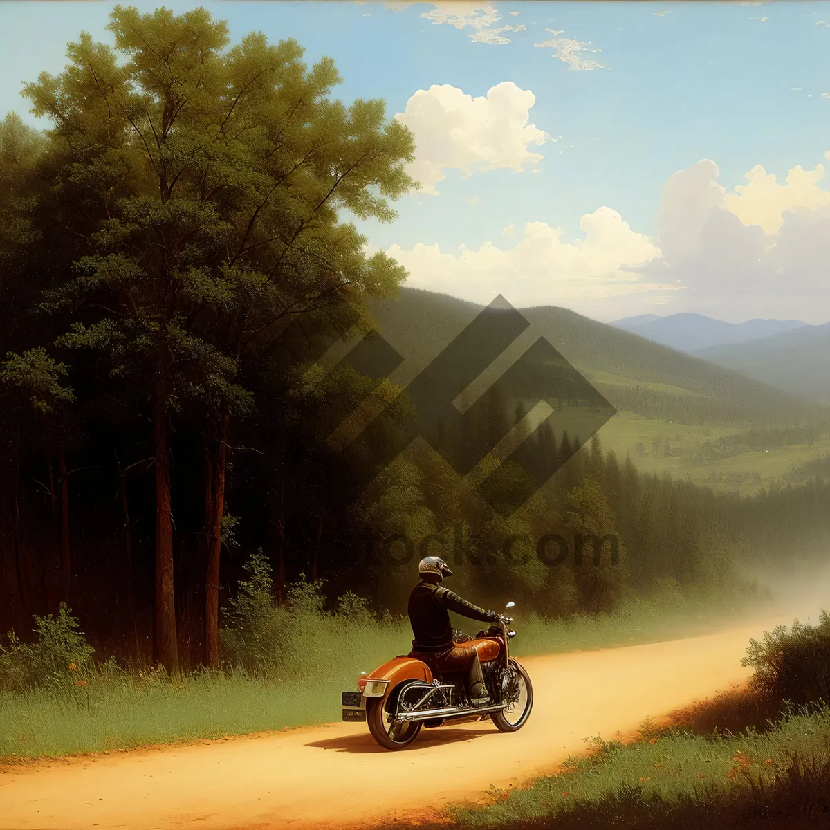 Picture of Extreme Speed Motor Scooter in Picturesque Landscape