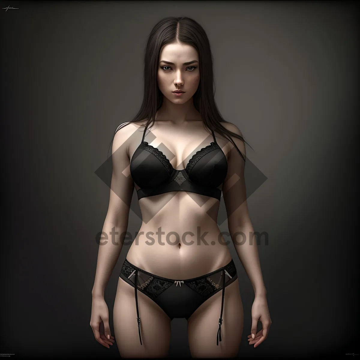 Picture of Seductive Black Lace Lingerie on Attractive Model